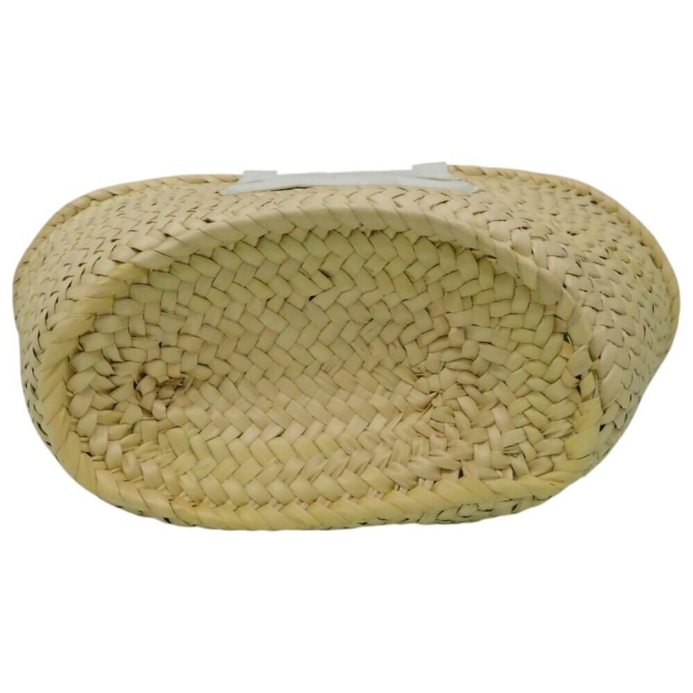 CELINE Triomphe Teen Classic Panier Basket White Raffia Palm Leaf Shoulder Bag - Picture 5 of 7